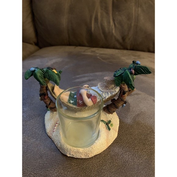 Yankee Candle Santa On Vacation Laying In Hammock Palm Trees Sand Candle Holder - Picture 2 of 7